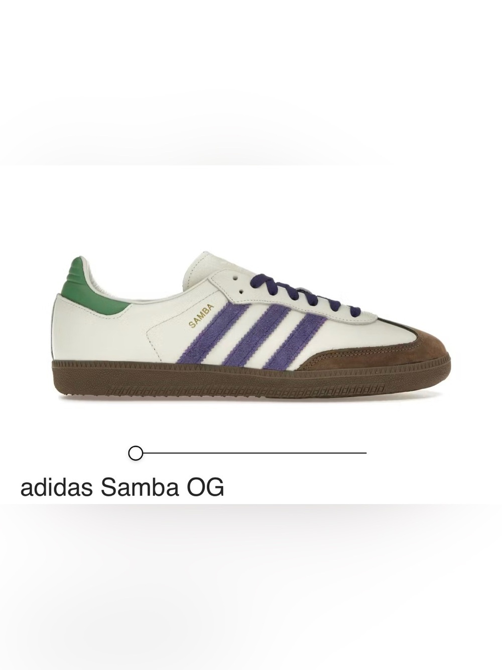 adidas Samba OG Sneakers in White, Purple, Brown & Green Sz 6 M 7W